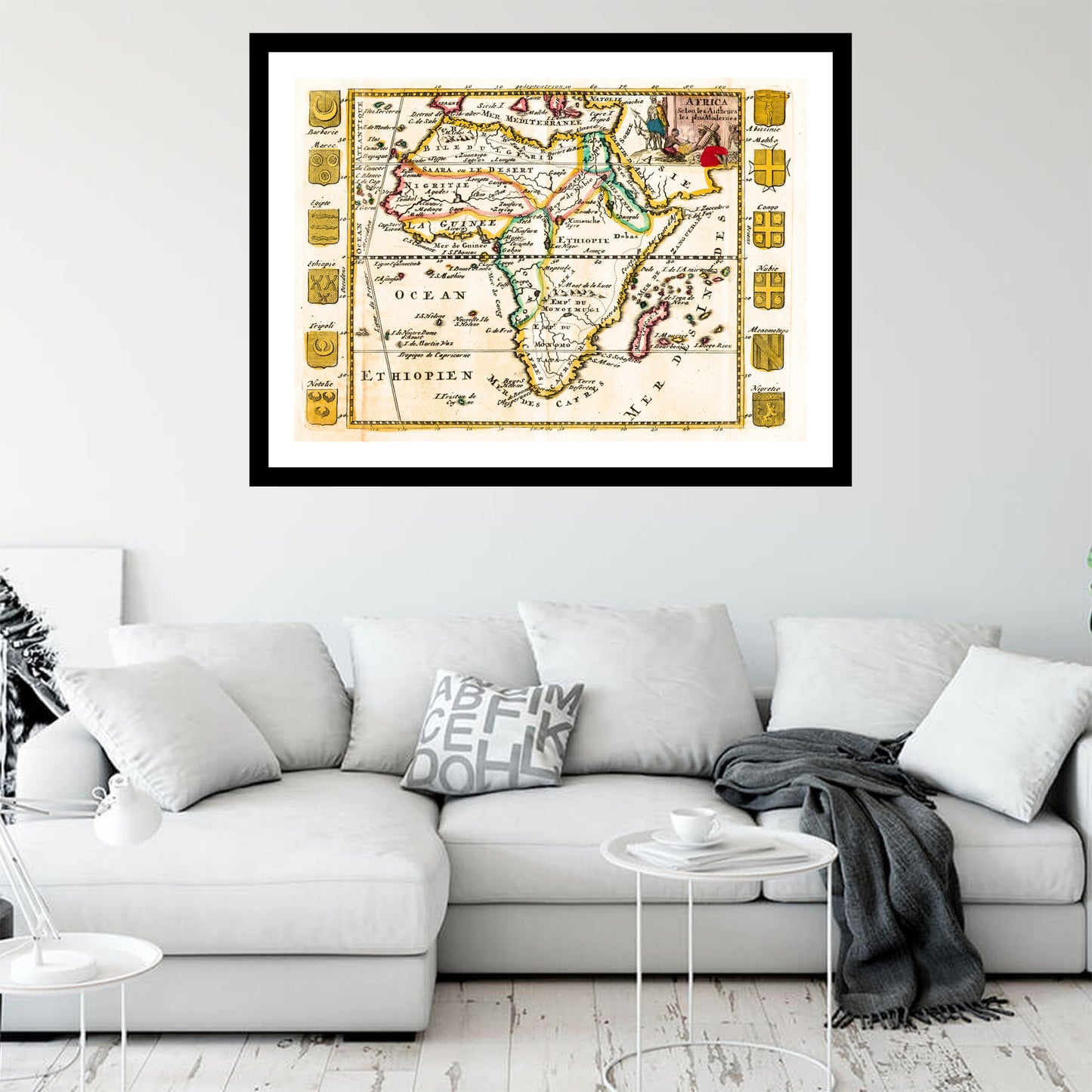 Antique map of Africa from 1710 - art print. Vintage poster from the old maps of Africa collection