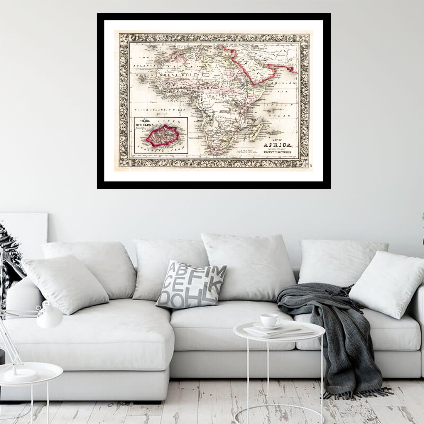 Antique map of Africa from 1864 - art print. Vintage poster from the old maps of Africa collection