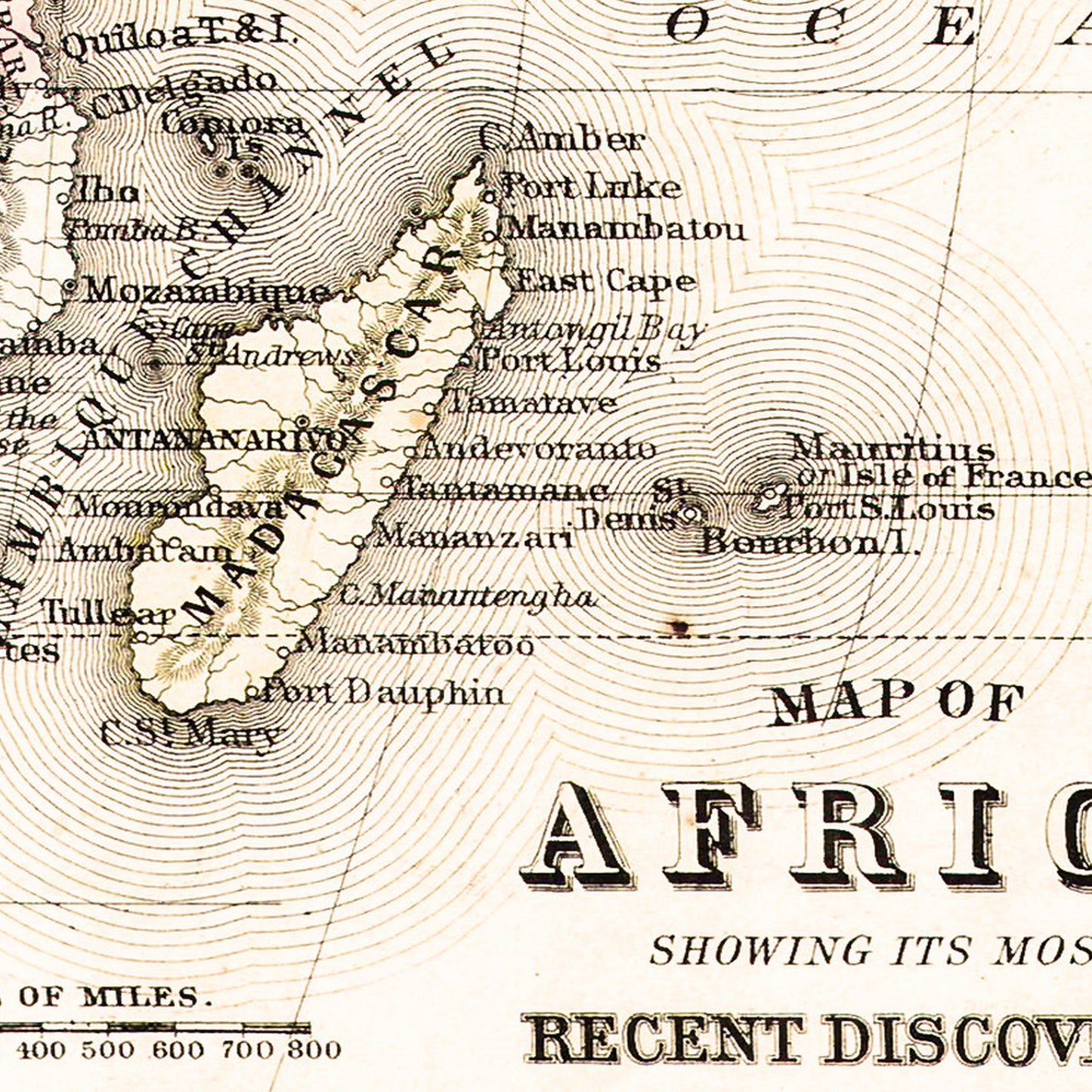 Antique map of Africa from 1864 - art print. Vintage poster from the old maps of Africa collection
