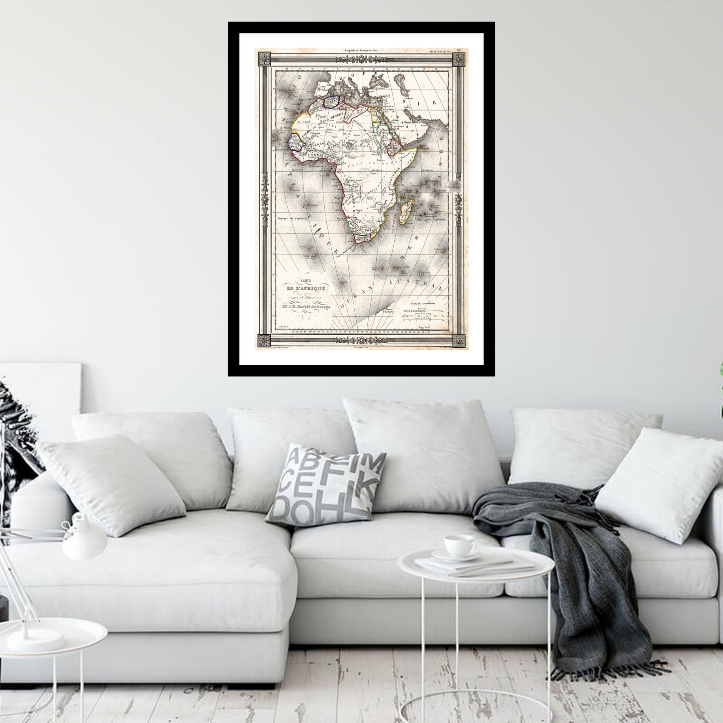 Antique map of Africa from 1852 - art print. Vintage poster from the old maps of Africa collection