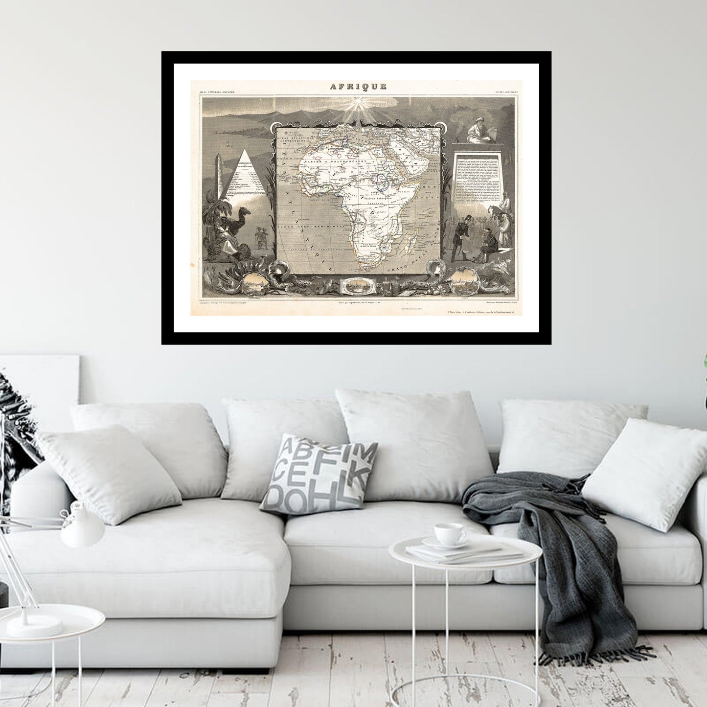 Antique map of Africa from 1847 - art print. Vintage poster from the old maps of Africa collection