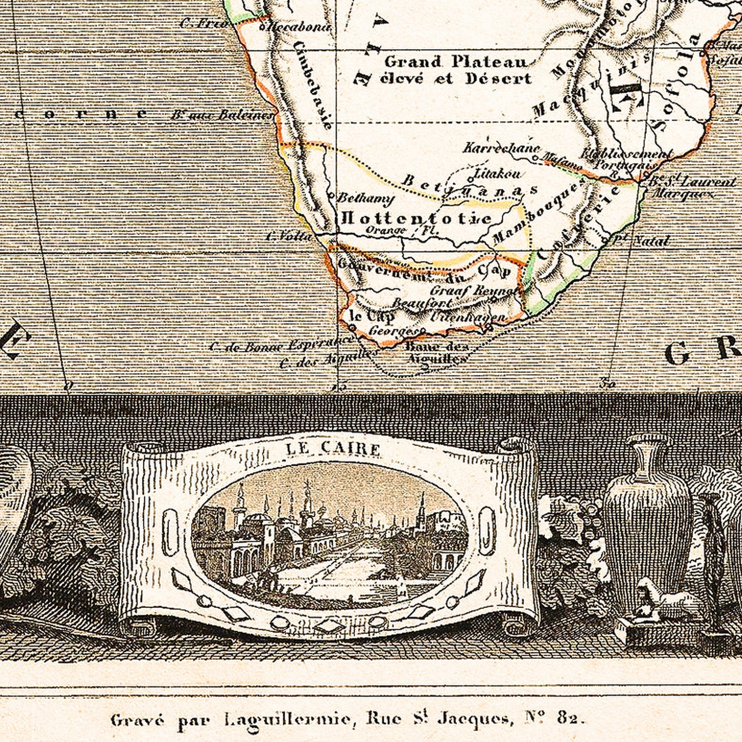 Africa 1847 - Old Antique Map - Art Print