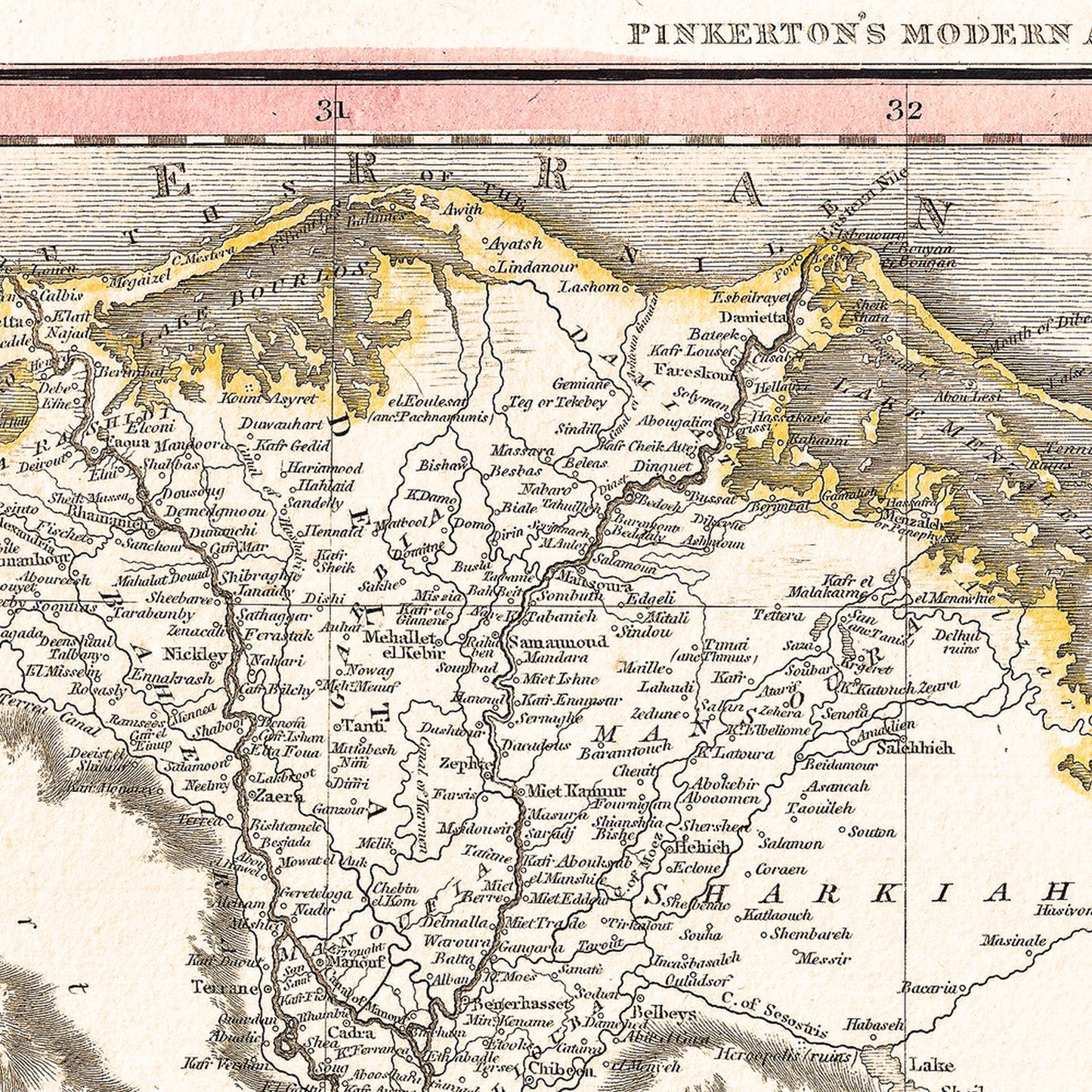 Egypt Africa 1818 - Old Antique Map - Art Print