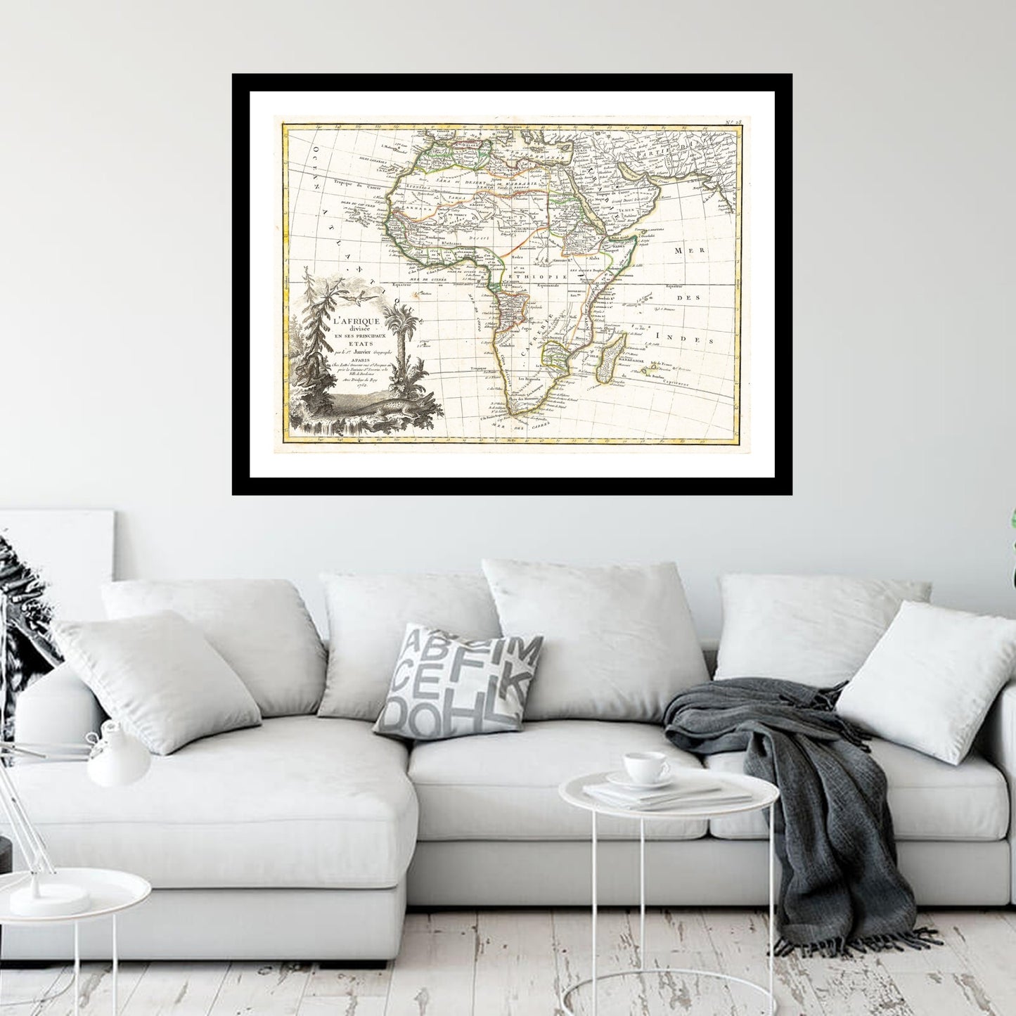 Antique map of Africa from 1762 - art print. Vintage poster from the old maps of Africa collection
