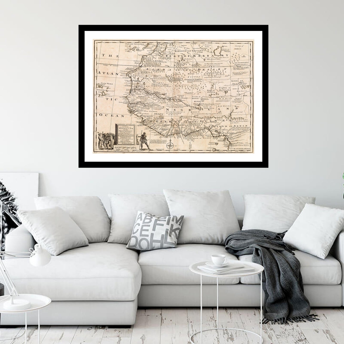 Antique map of West Africa from 1747 - art print. Vintage poster from the old maps of Africa collection