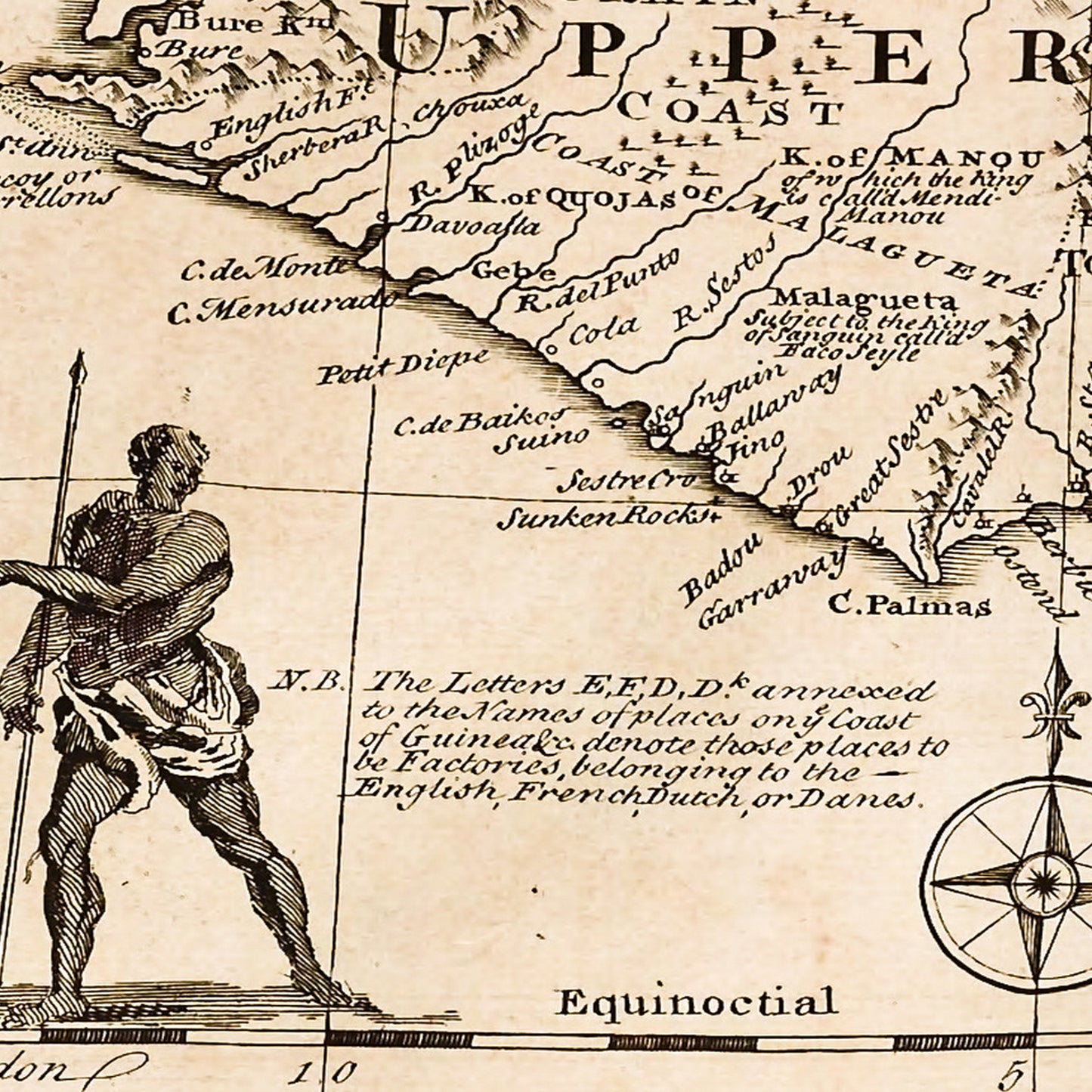 West Africa 1747 - Old Antique Map - Art Print
