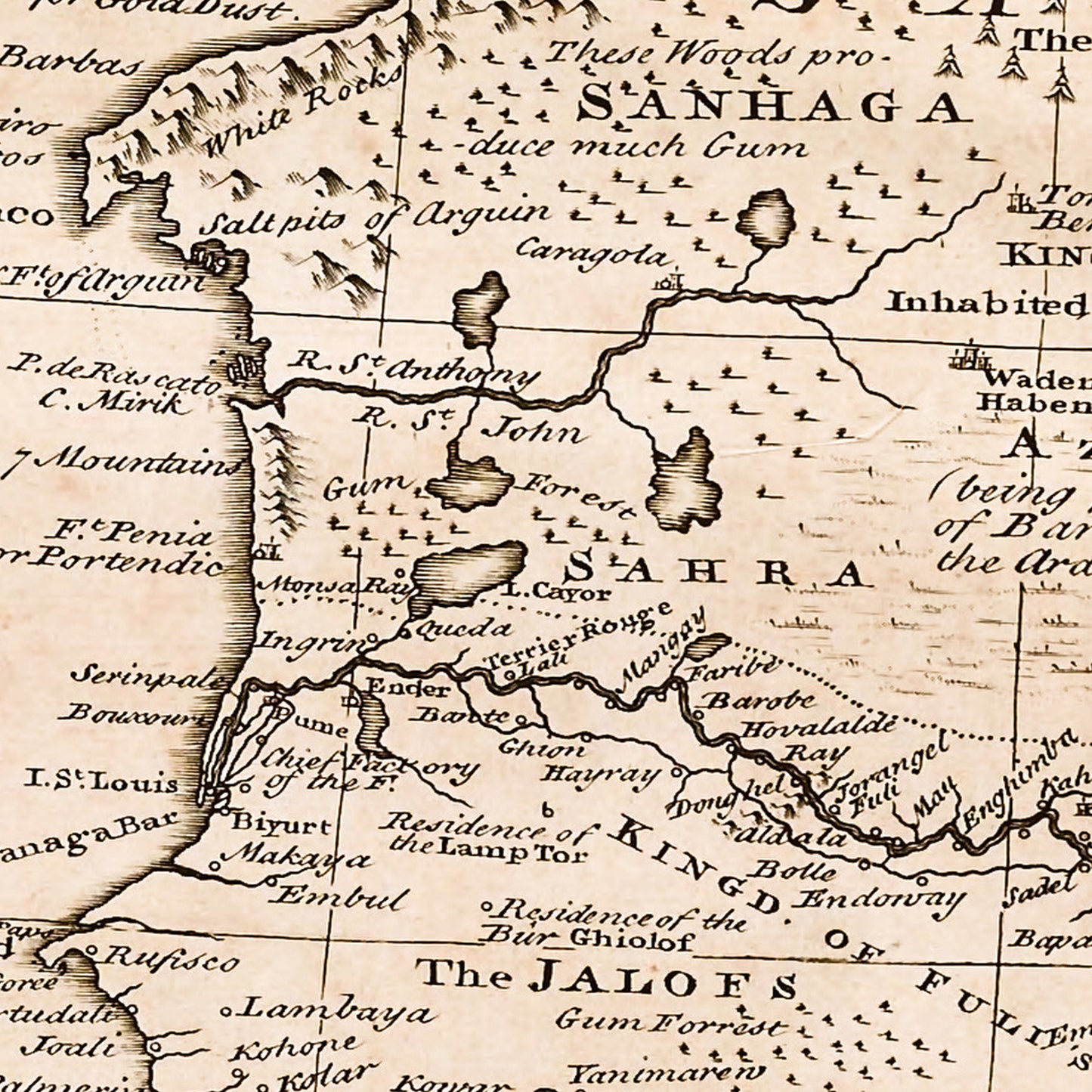 West Africa 1747 - Old Antique Map - Art Print