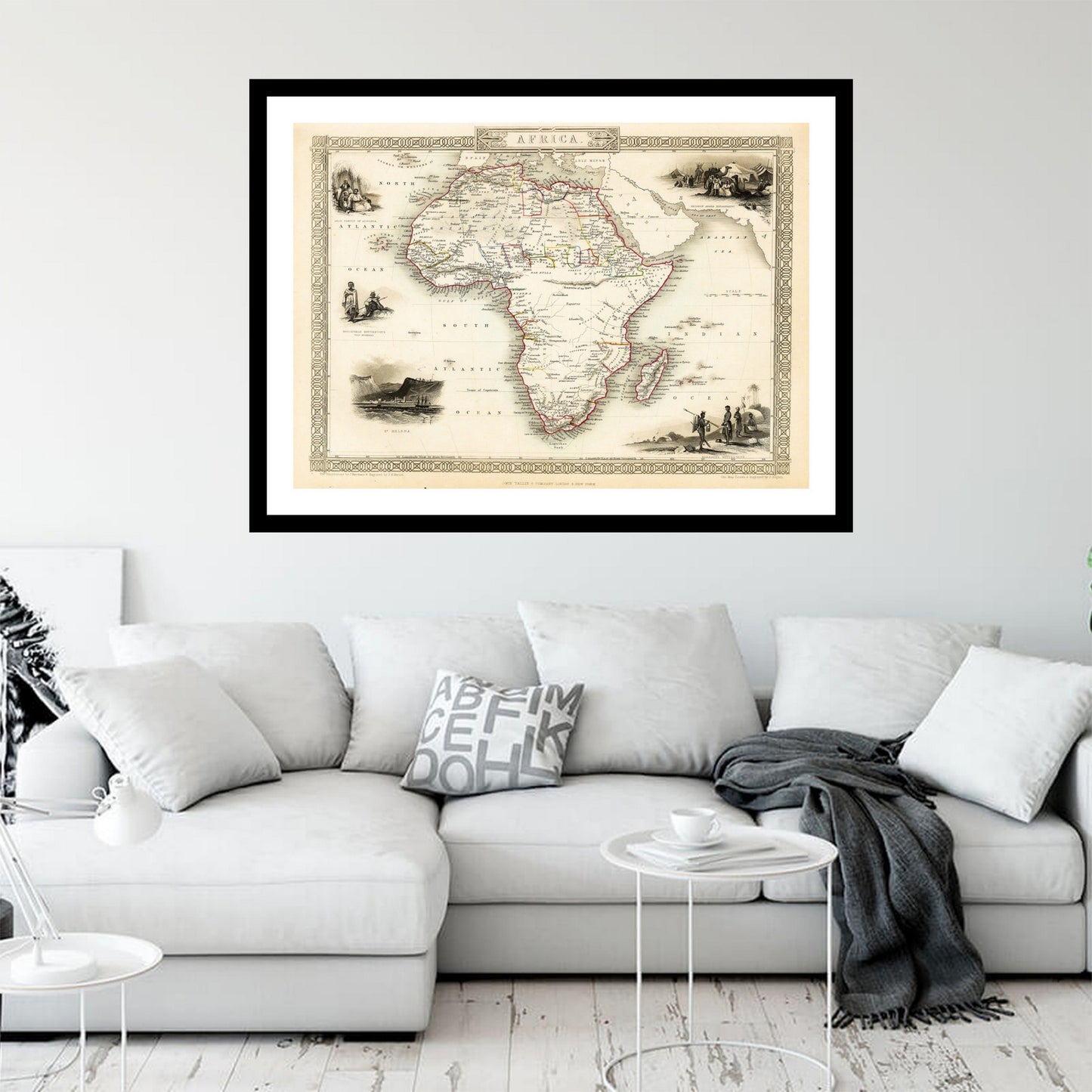 Antique map of Africa from 1851 - art print. Vintage poster from the old maps of Africa collection
