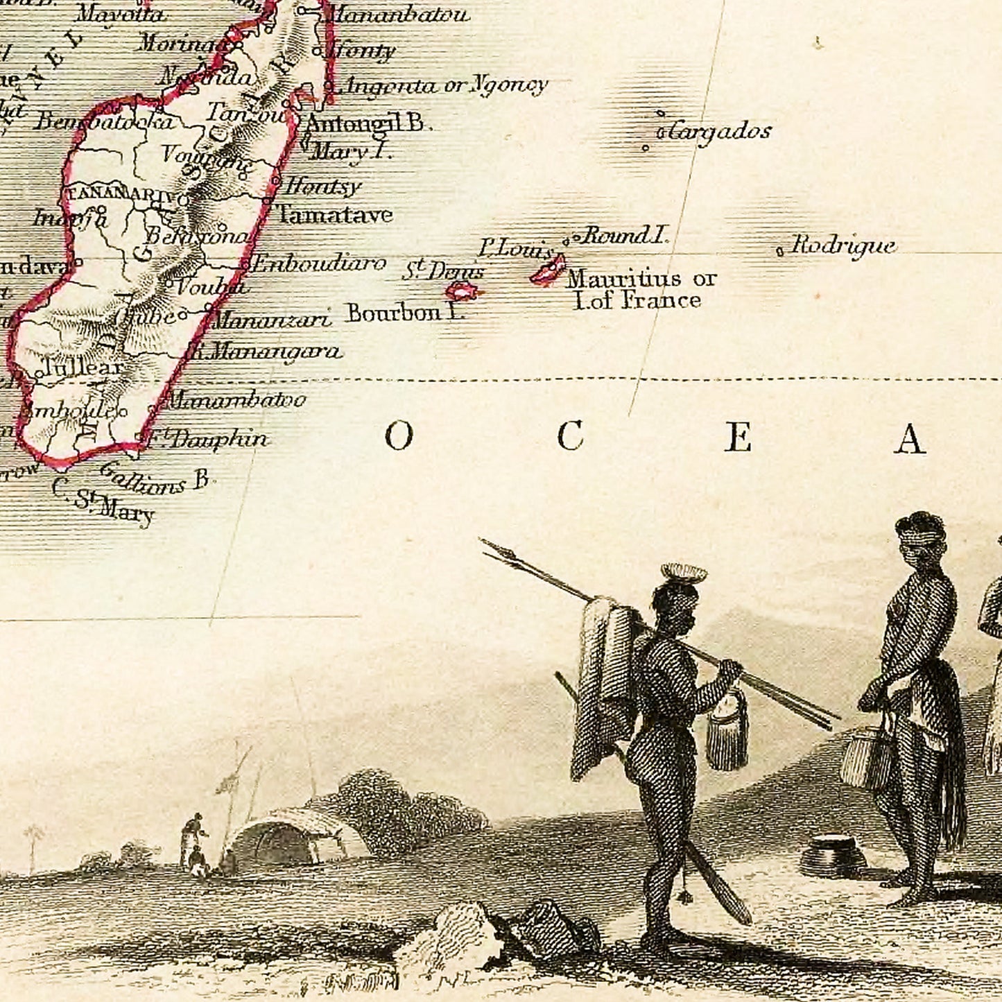 Africa 1851 - Old Antique Map - Art Print