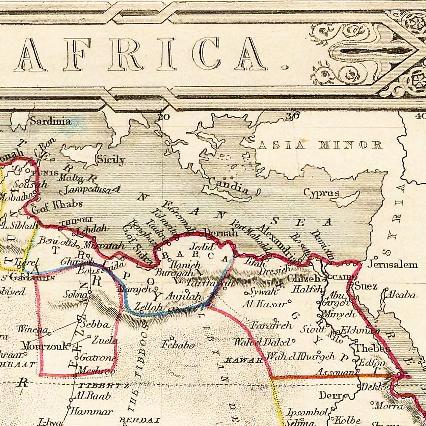 Africa 1851 - Old Antique Map - Art Print
