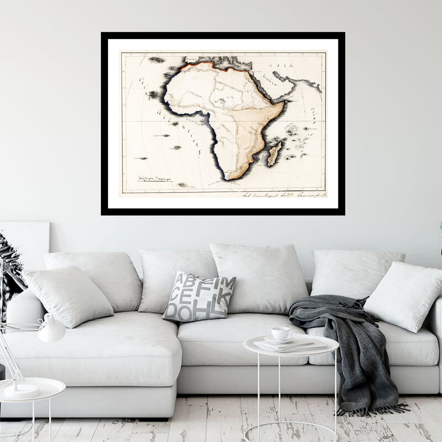 Antique map of Africa from 1844 - art print. Vintage poster from the old maps of Africa collection