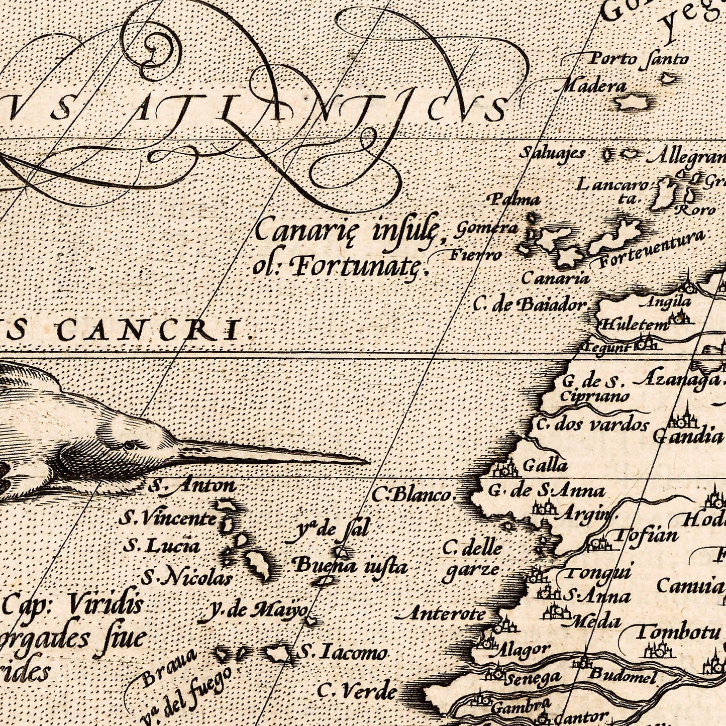 Africa 1570 - Old Antique Map - Art Print