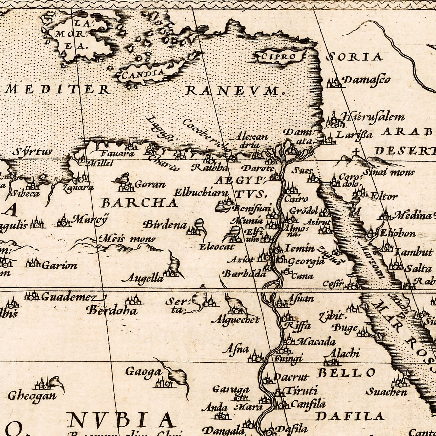 Africa 1570 - Old Antique Map - Art Print