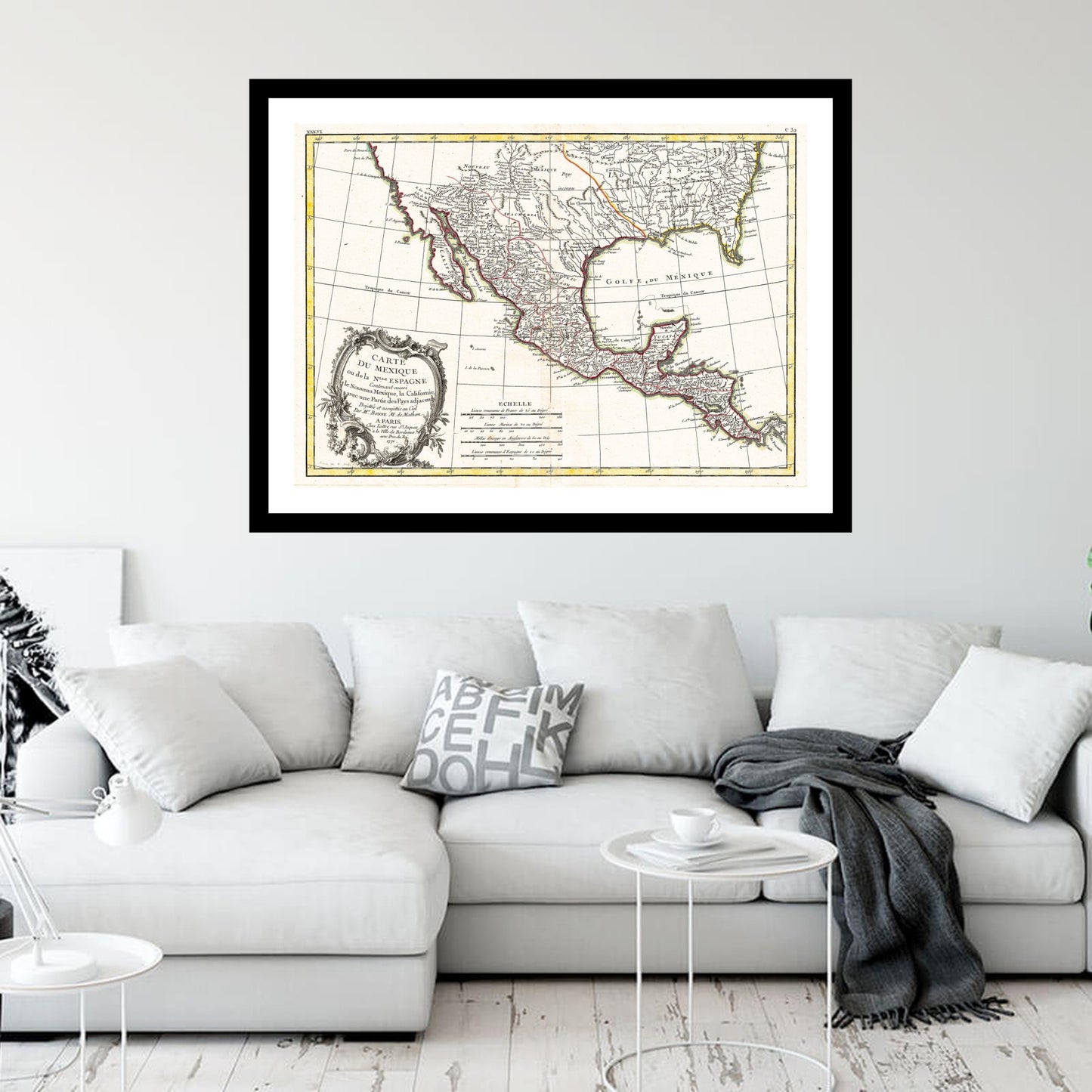 Antique map of Mexico from 1771 - art print. Vintage poster from the old maps of Mexico collection