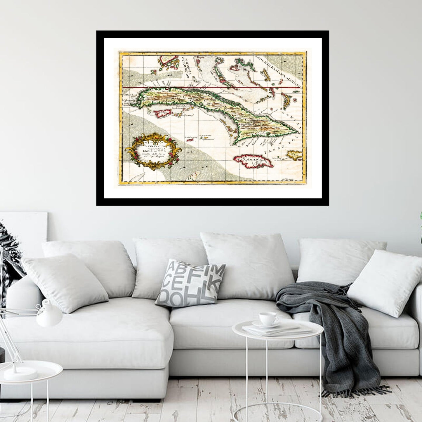 Antique map of Cuba from 1763 - art print. Vintage poster from the old maps of Caribbean collection