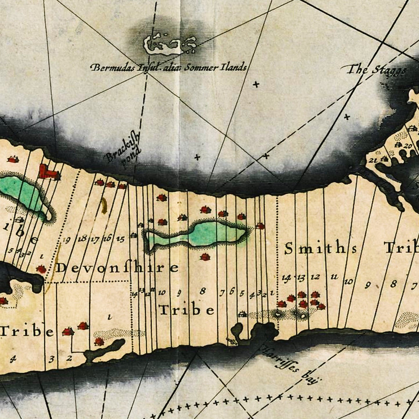 Bermuda Caribbean 1633 - Old Antique Map - Art Print
