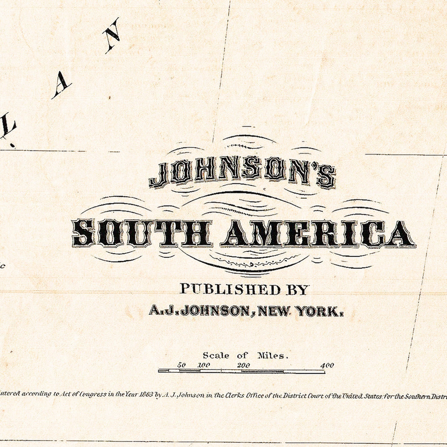 South America 1870 - Old Antique Map - Art Print