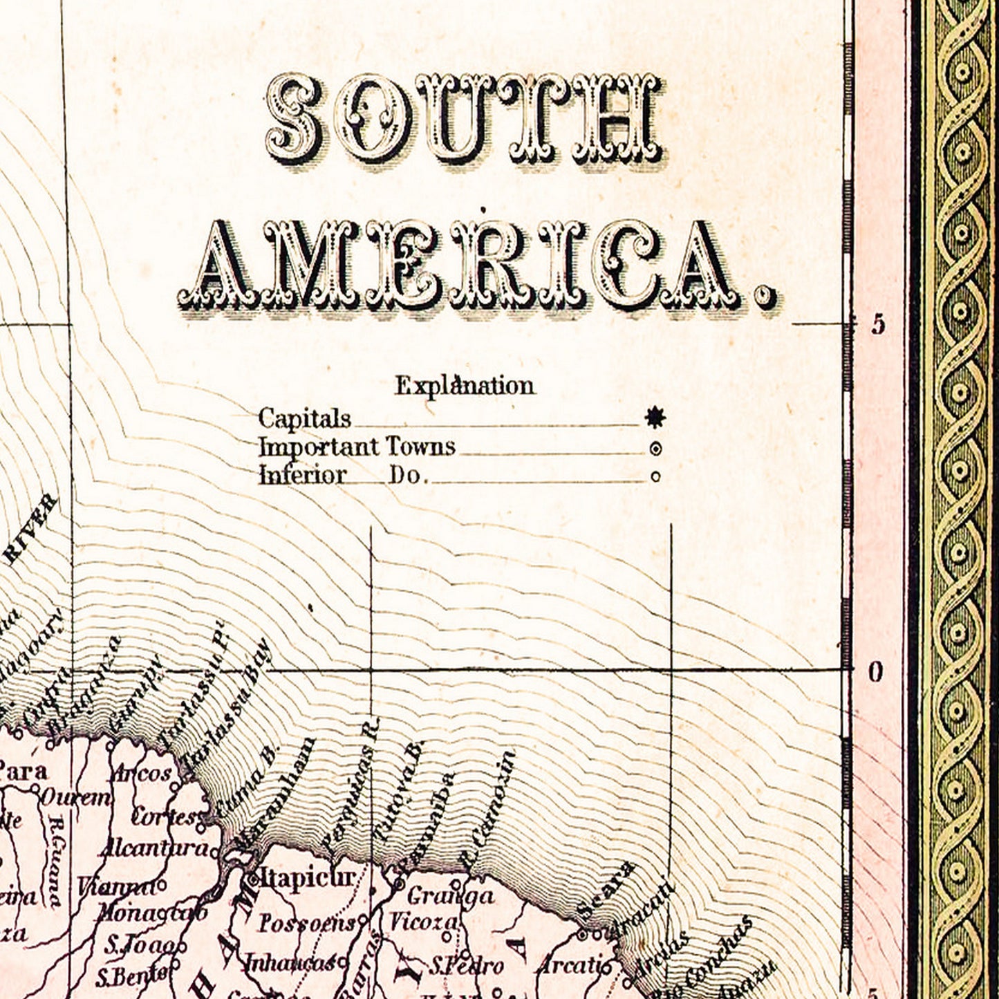South America 1850 - Old Antique Map - Art Print