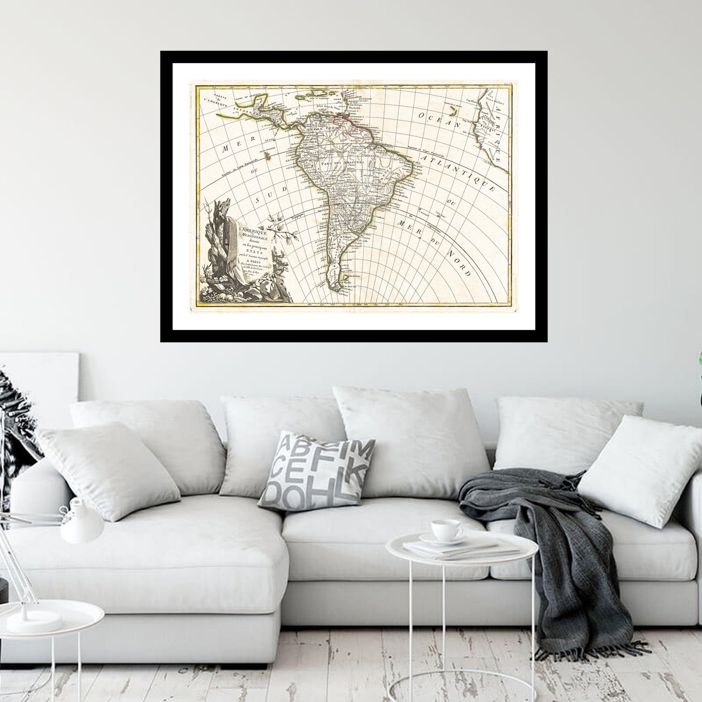 Antique map of South America from 1762 - art print. Vintage poster from the old maps of Americas collection
