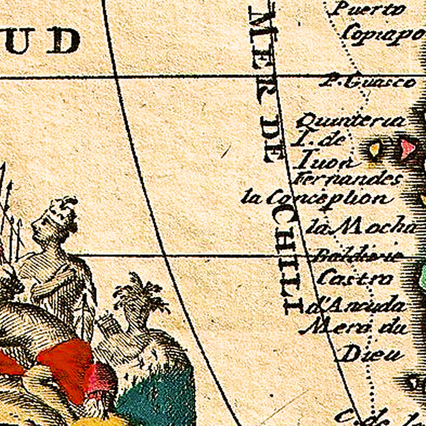 South America 1747 - Old Antique Map - Art Print