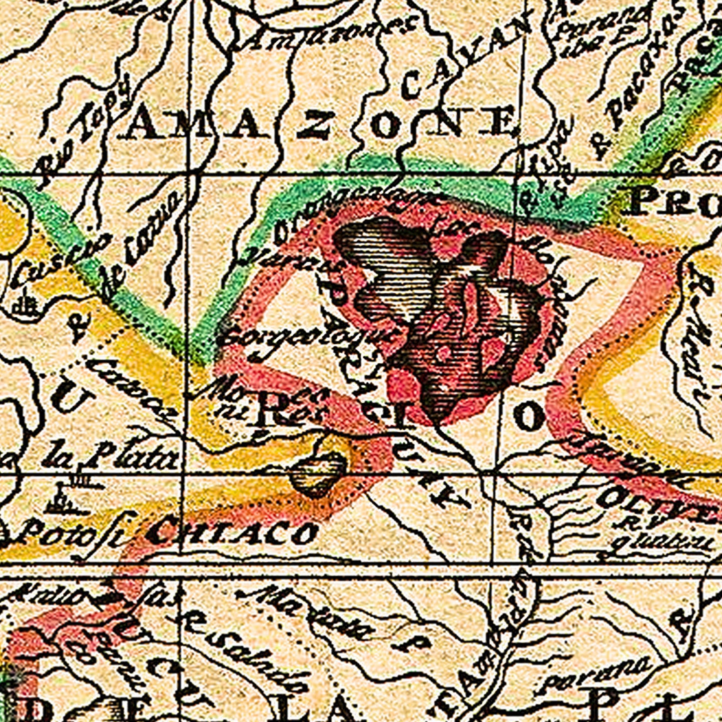 South America 1747 - Old Antique Map - Art Print
