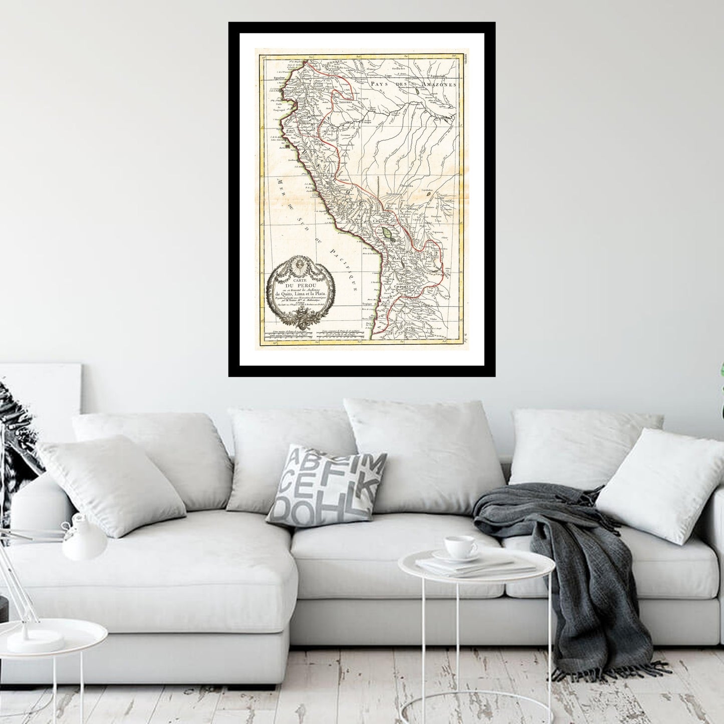 Antique map of Peru from 1775 - art print. Vintage poster from the old maps of Americas collection