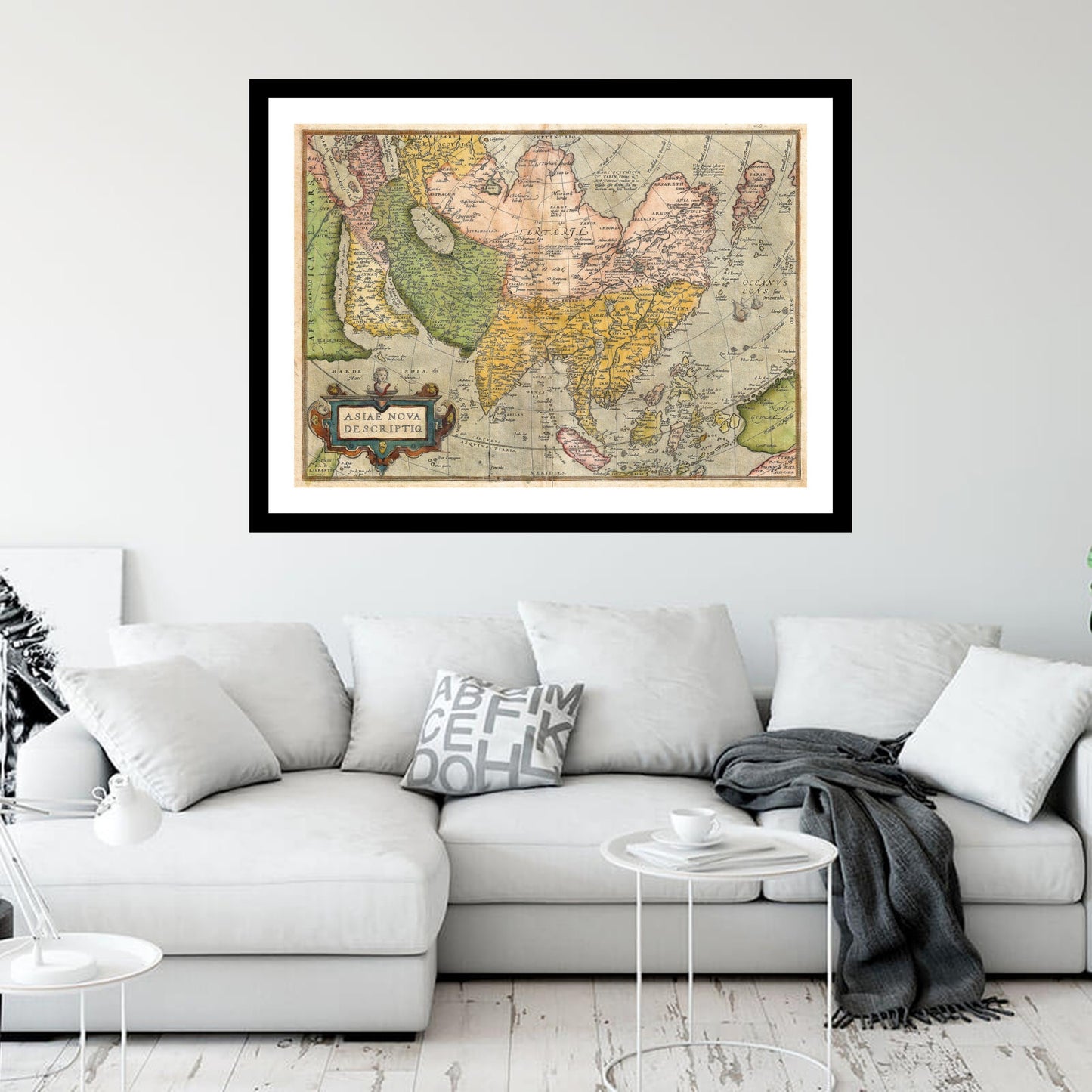 Antique map of Asia from 1570 - art print. Vintage poster from the old maps of Asia collection