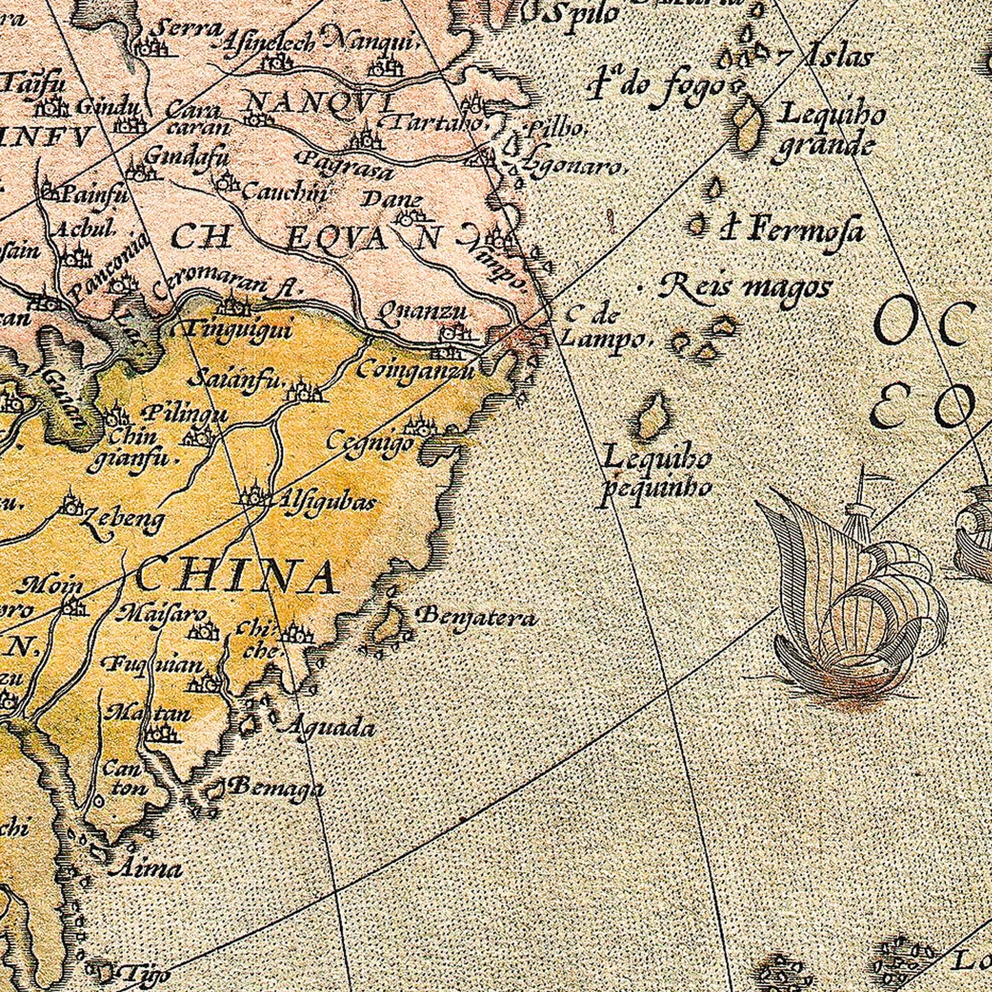 Asia 1570 - Old Antique Map - Art Print