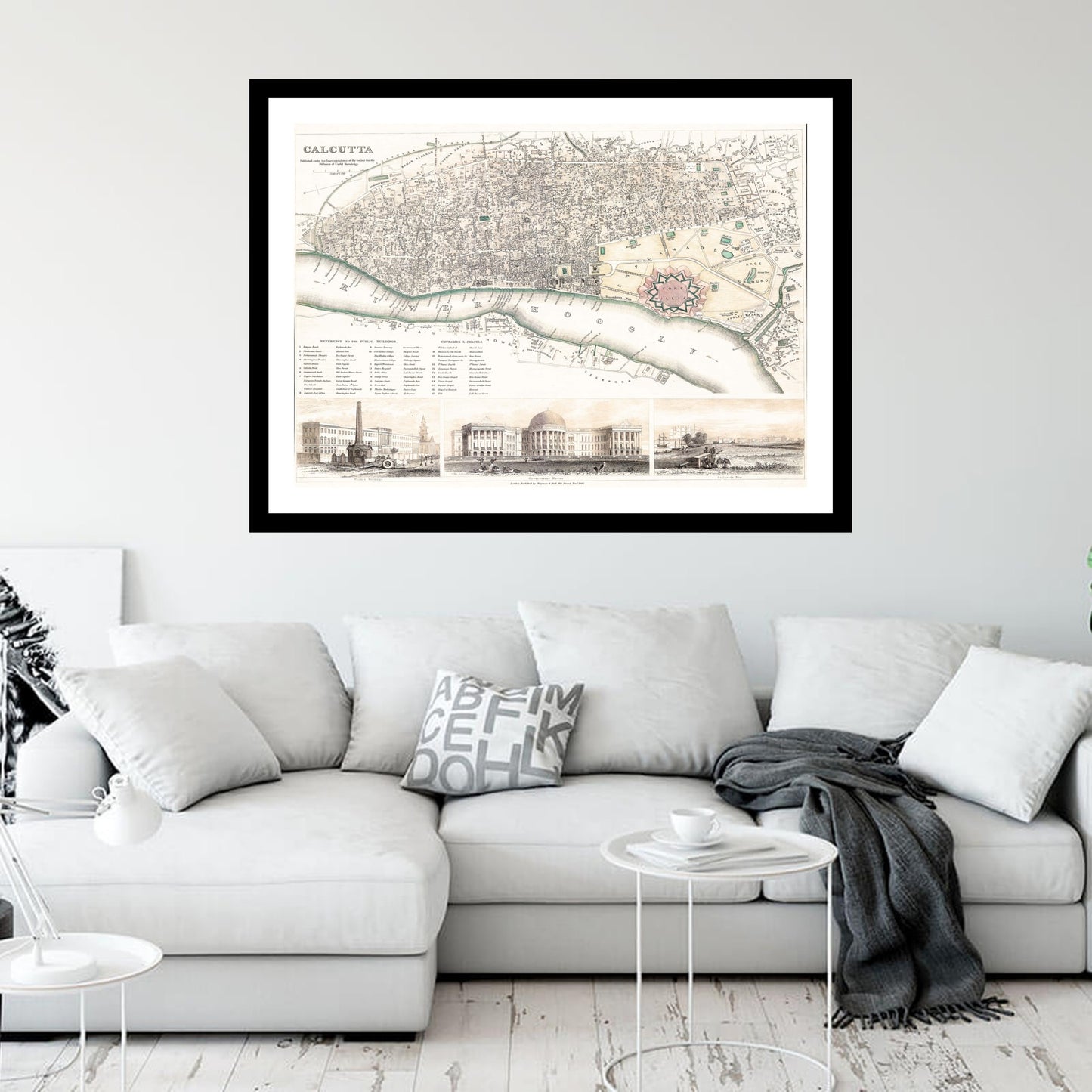 Antique map of Calcutta from 1842 - art print. Vintage poster from the old maps of India collection