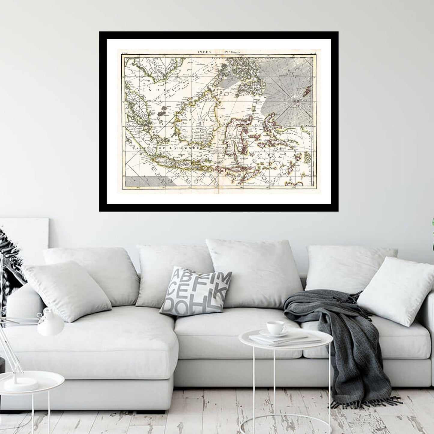 Antique map of Java Sumatra Borneo from 1770 - art print. Vintage poster from the old maps of Indonesia collection