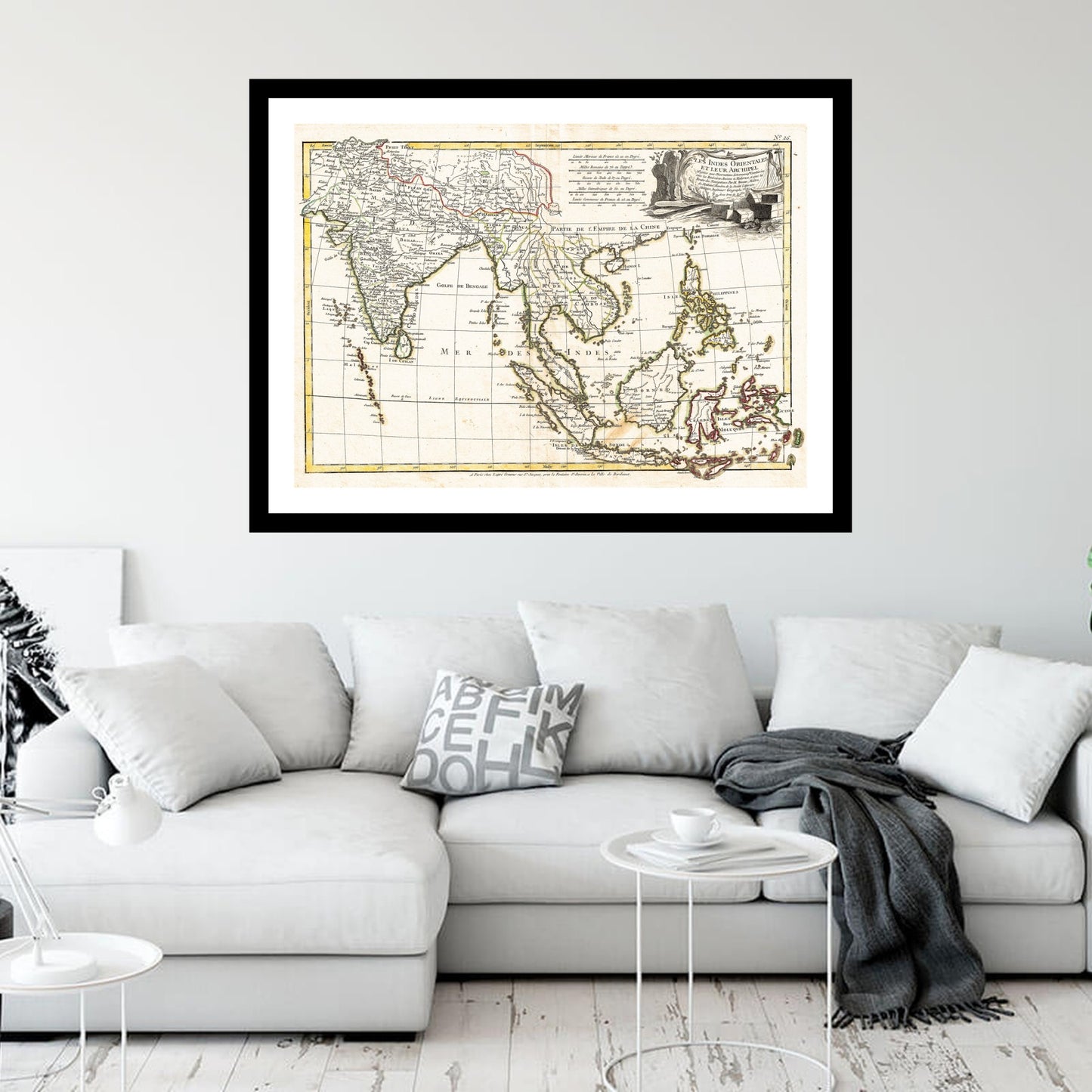 Antique map of India East Indies from 1770 - art print. Vintage poster from the old maps of India collection