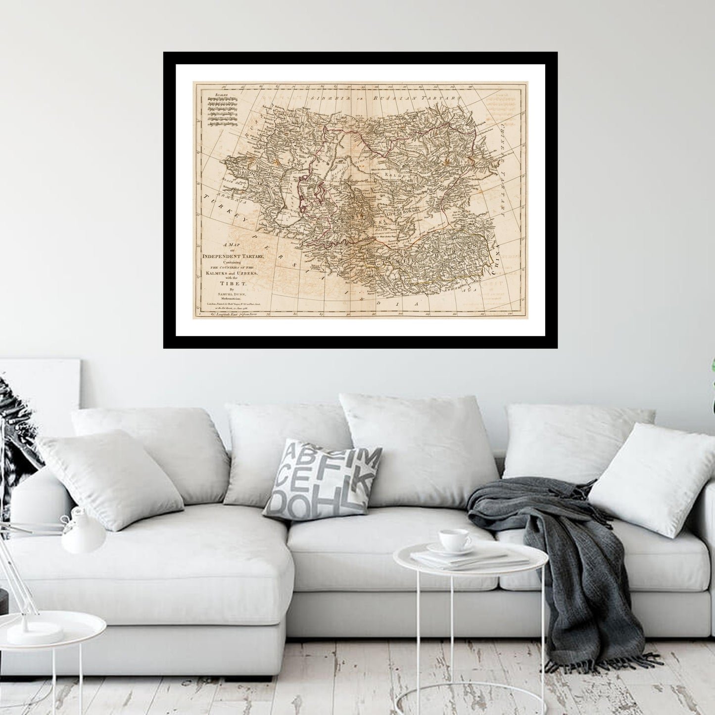 Antique map of Tibet from 1786 - art print. Vintage poster from the old maps of Asia collection