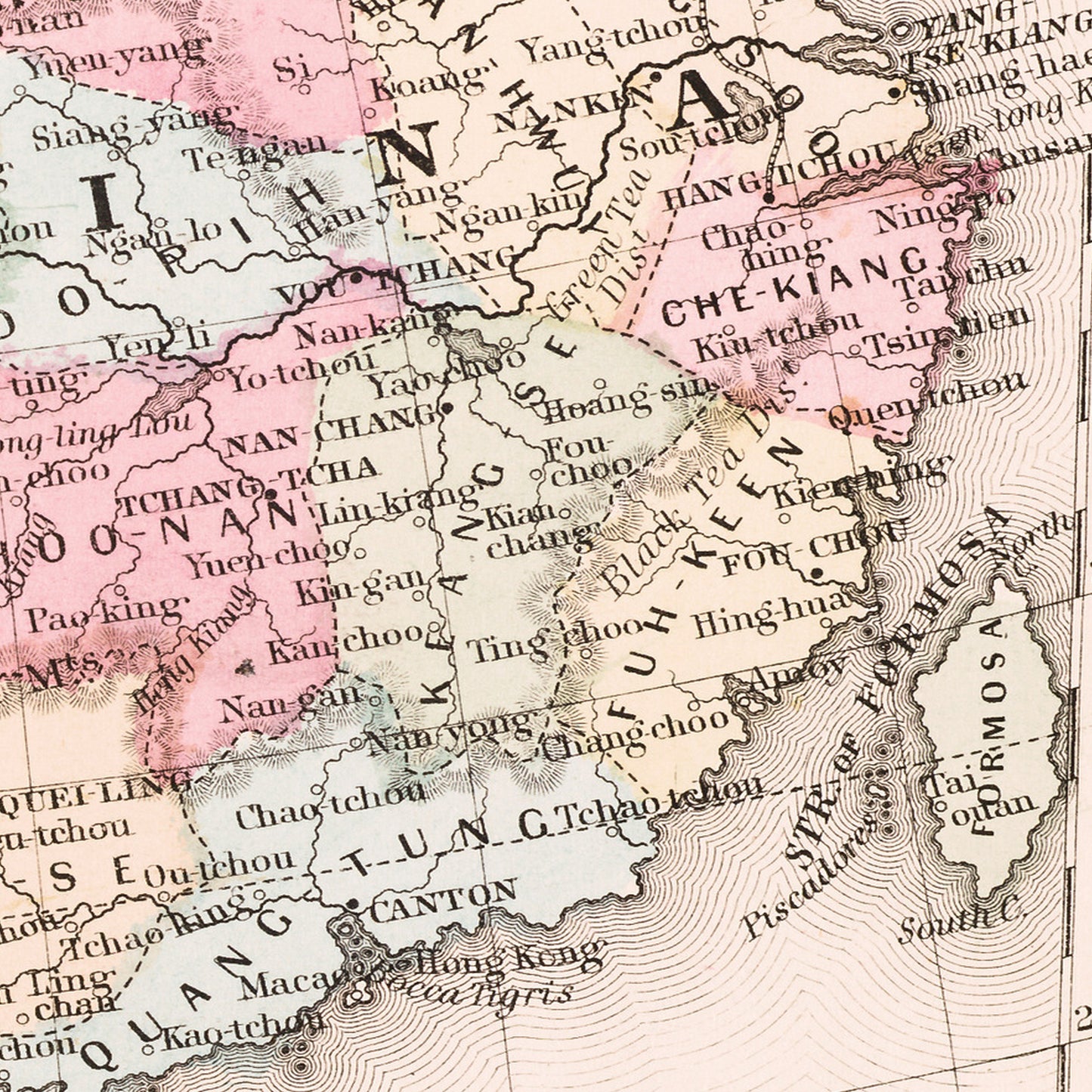 India China Tibet 1863 - Old Antique Map - Art Print