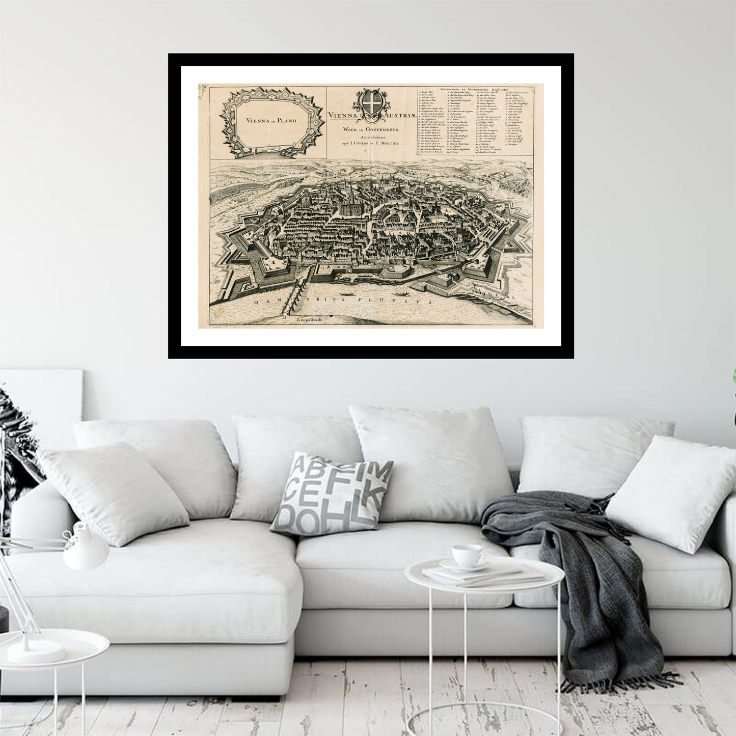 Antique map of Vienna from 1721 - art print. Vintage poster from the old maps of Austria collection