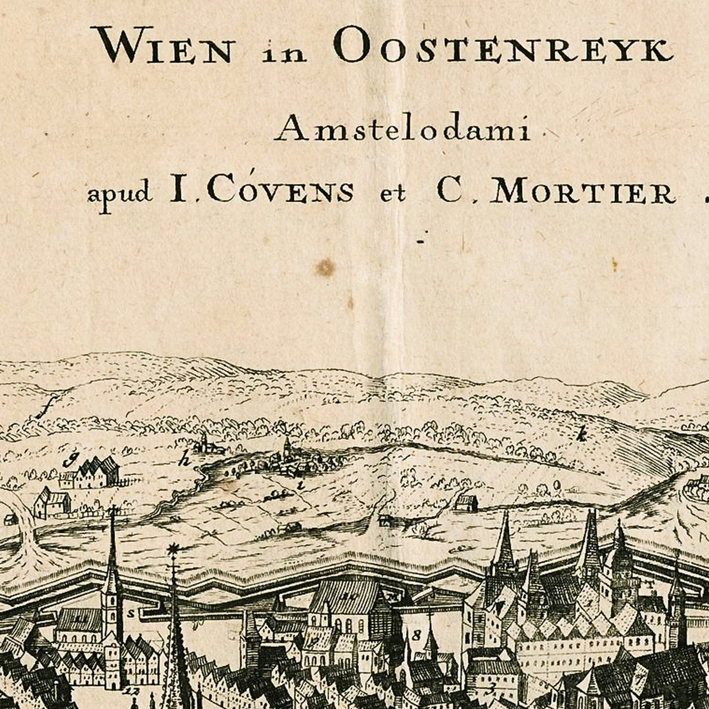 Vienna Austria 1721 - Old Antique Map - Art Print