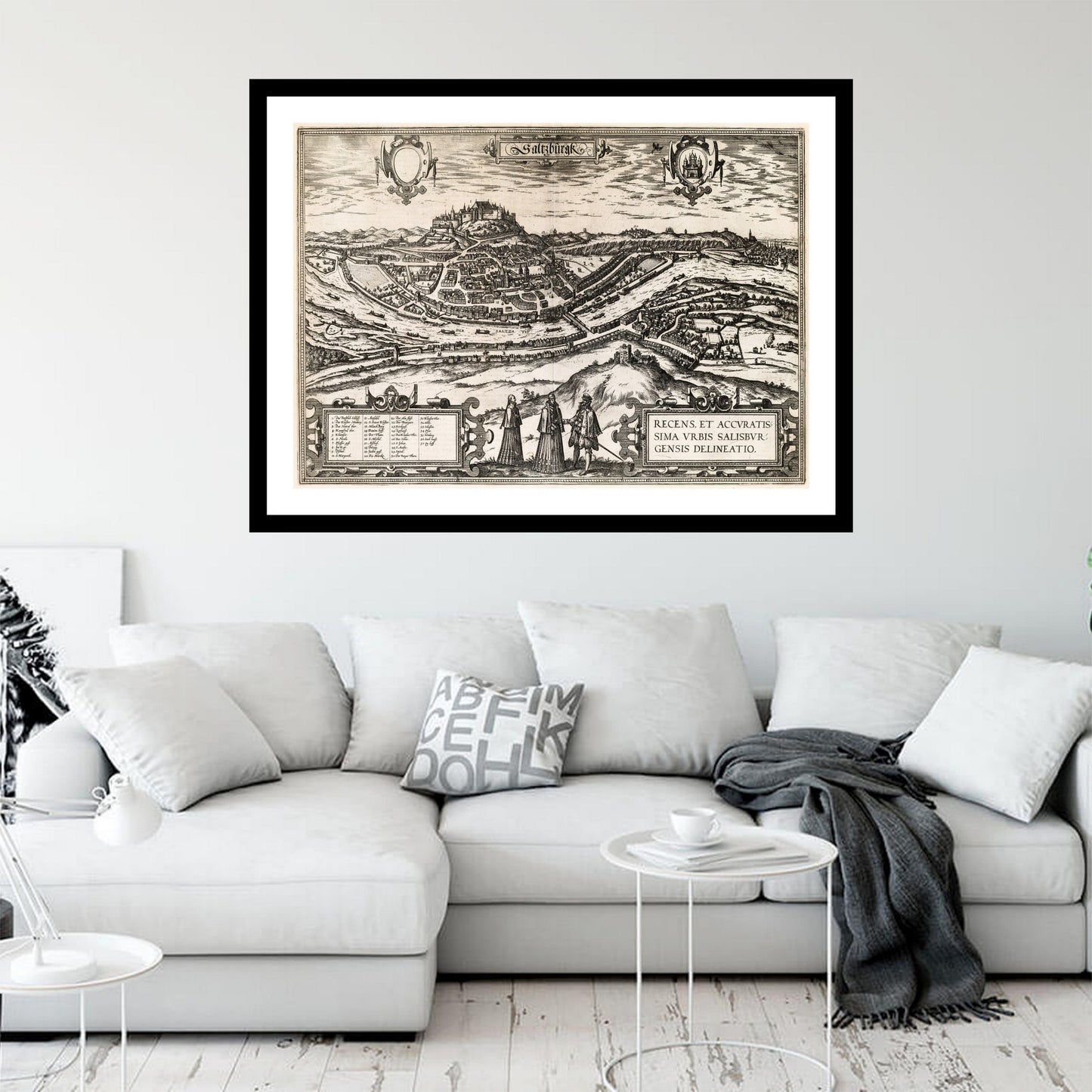 Antique map of Salzburg from 1581 - art print. Vintage poster from the old maps of Austria collection