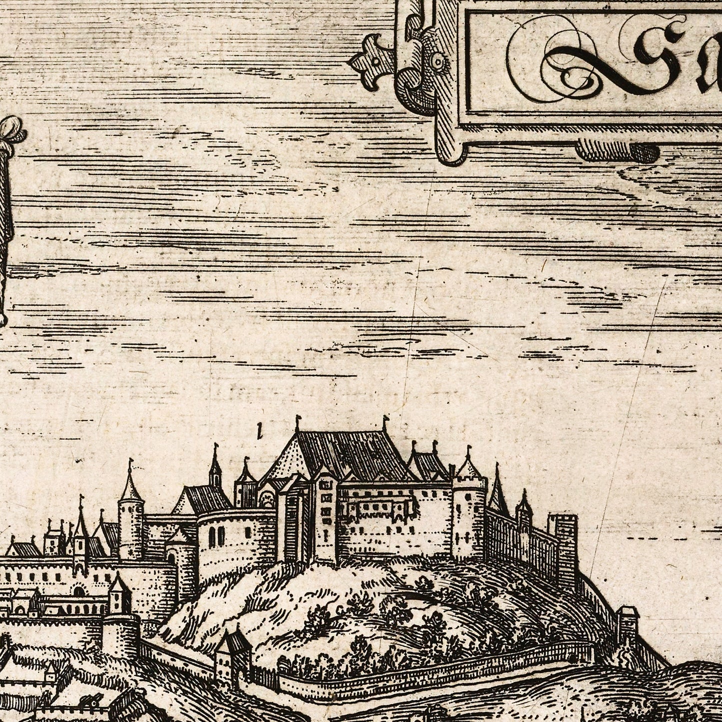 Salzburg Austria 1581 - Old Antique Map - Art Print