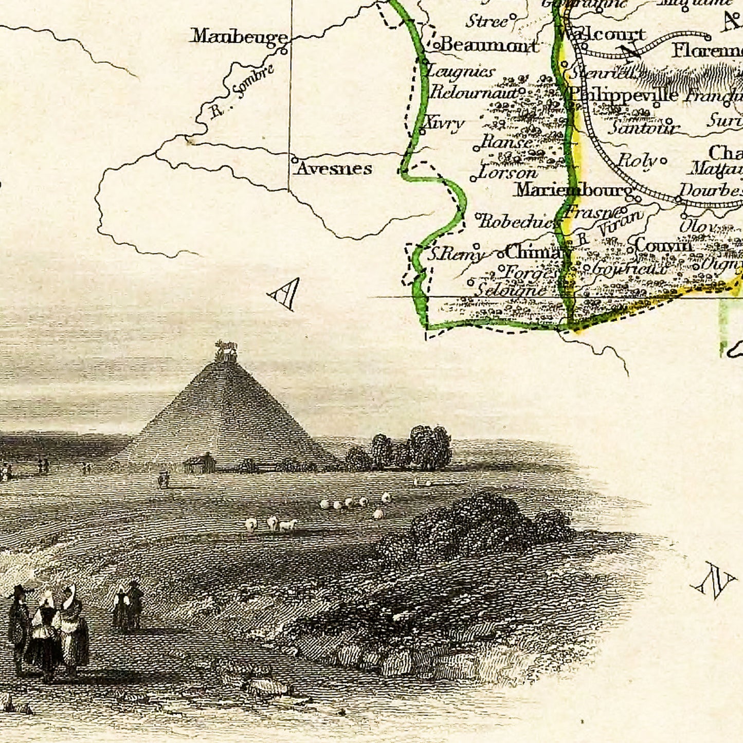 Belgium 1851 - Old Antique Map - Art Print