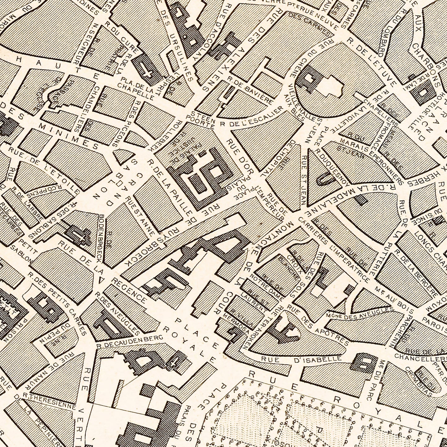 Brussels Belgium 1851 - Old Antique Map - Art Print