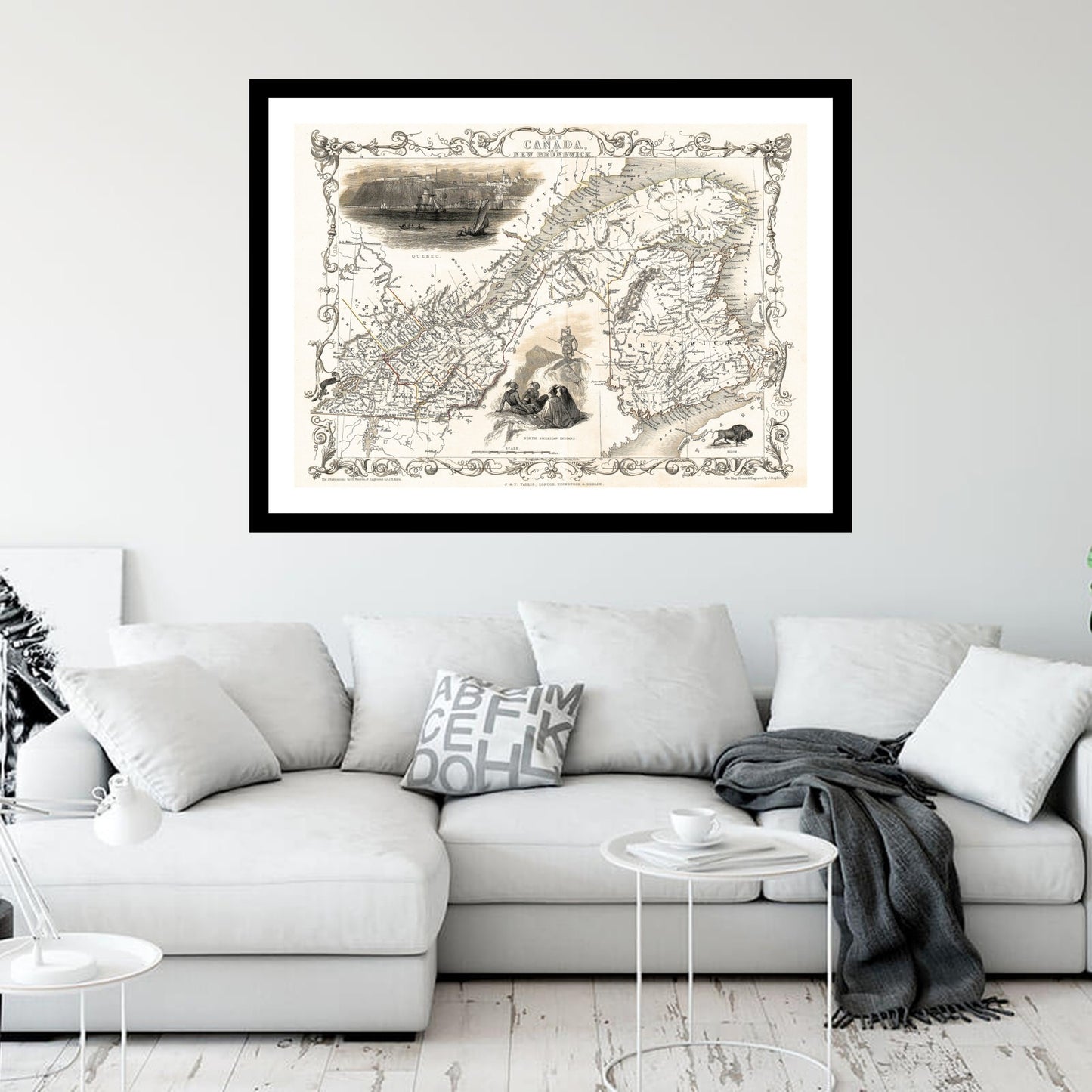 Antique map of New Brunswick from 1850 - art print. Vintage poster from the old maps of Canada collection