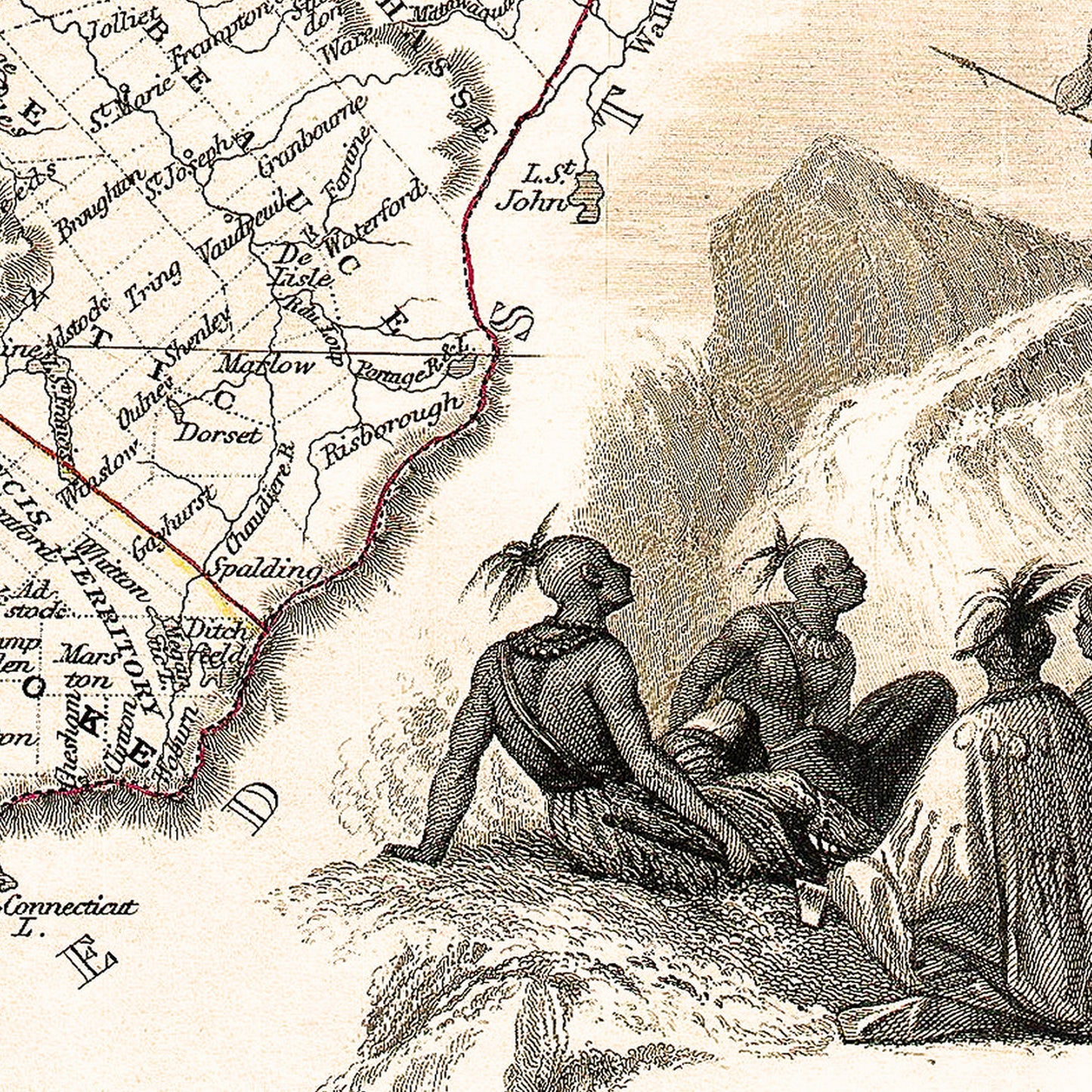 New Brunswick Canada 1850 - Old Antique Map - Art Print
