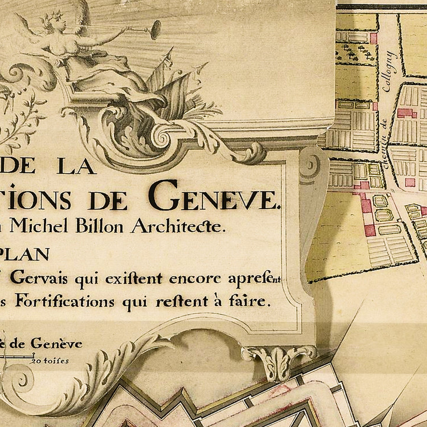 Geneva Switzerland 1735 - Old Antique Map - Art Print