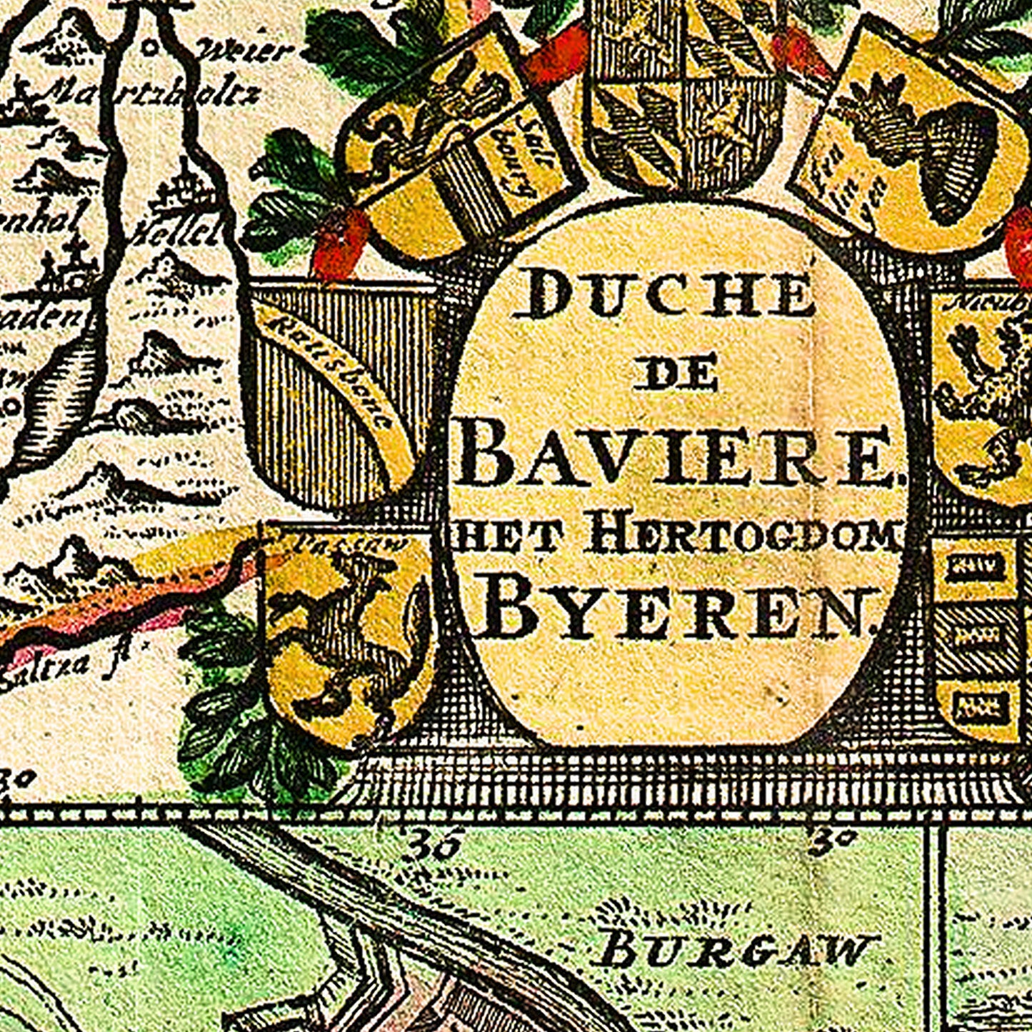 Bavaria Germany 1747 - Old Antique Map - Art Print