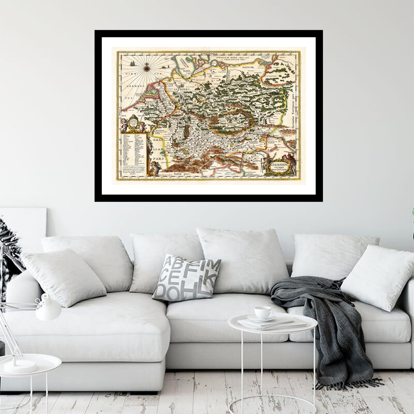 Antique map of Germany from 1657 - art print. Vintage poster from the old maps of Germany collection