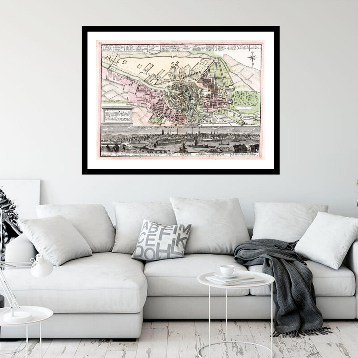 Antique map of Berlin from 1716 - art print. Vintage poster from the old maps of Germany collection