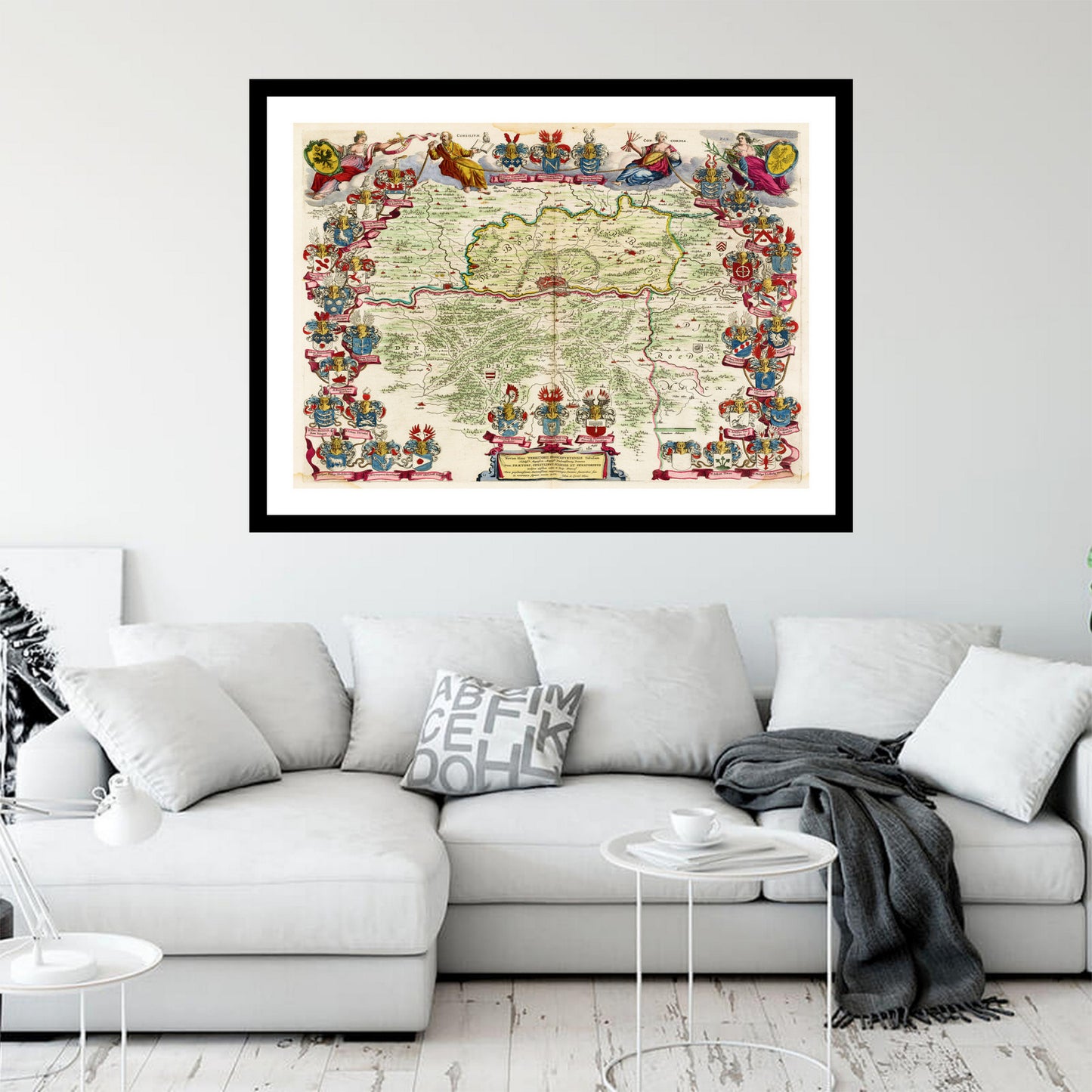 Antique map of Frankfurt am Main from 1665 - art print. Vintage poster from the old maps of Germany collection