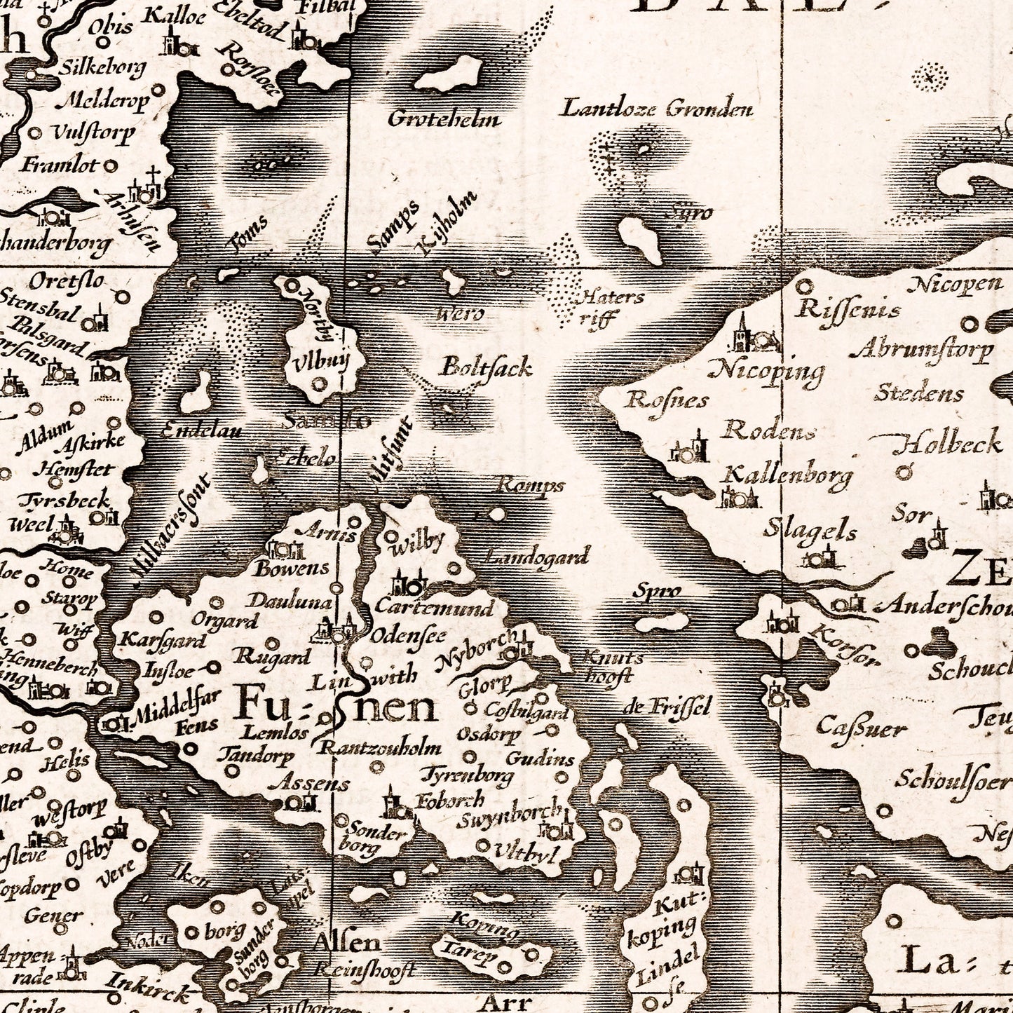 Denmark 1676 - Old Antique Map - Art Print