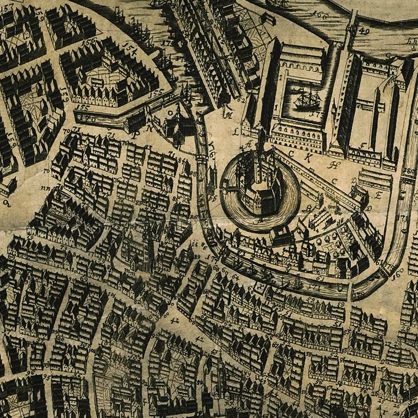Copenhagen Denmark 1677 - Old Antique Map - Art Print