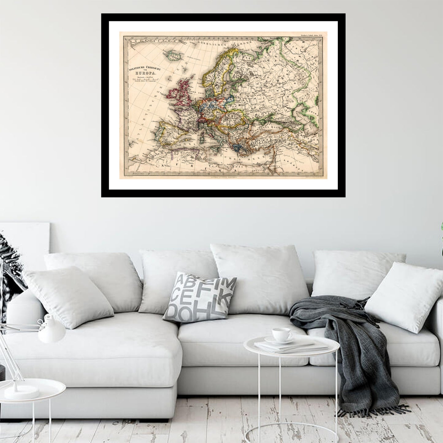 Antique map of Europe from 1862 - art print. Vintage poster from the old maps of Europe collection
