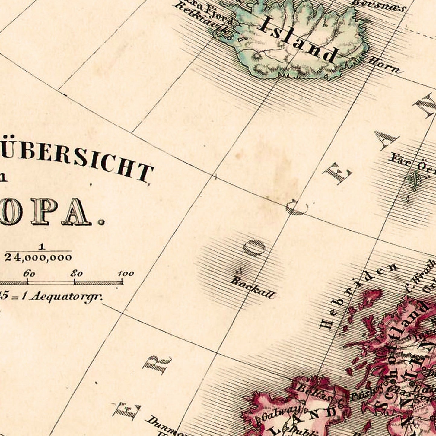 Antique map of Europe from 1862 - art print. Vintage poster from the old maps of Europe collection